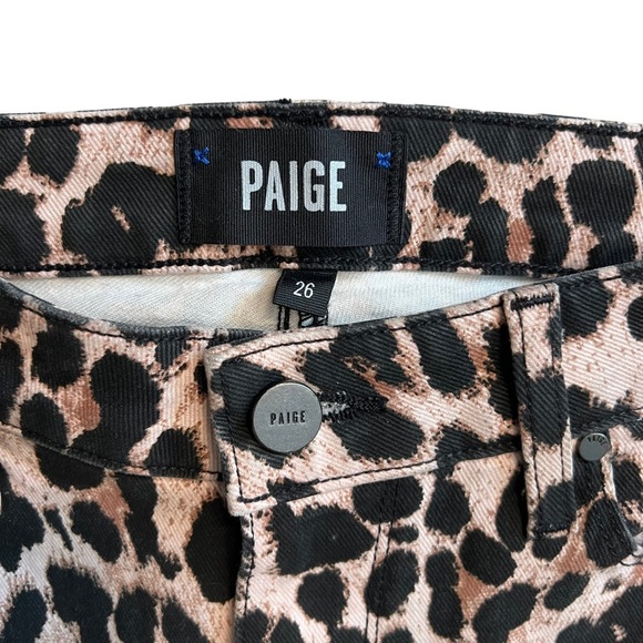 PAIGE Hoxton Ankle Skinny Jeans Pink Leopard Size 26 EUC - Picture 6 of 11